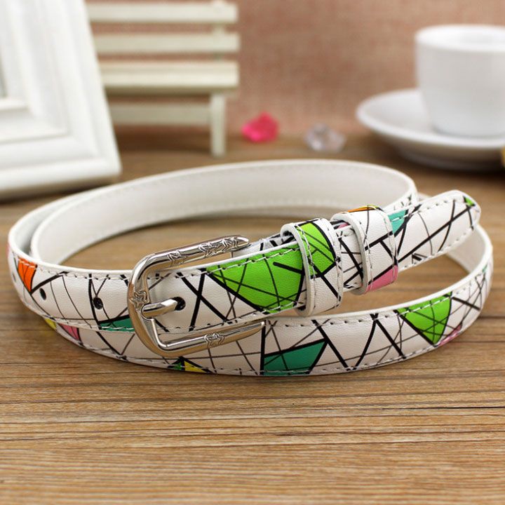 Thắt lưng da phối họa tiết colorful