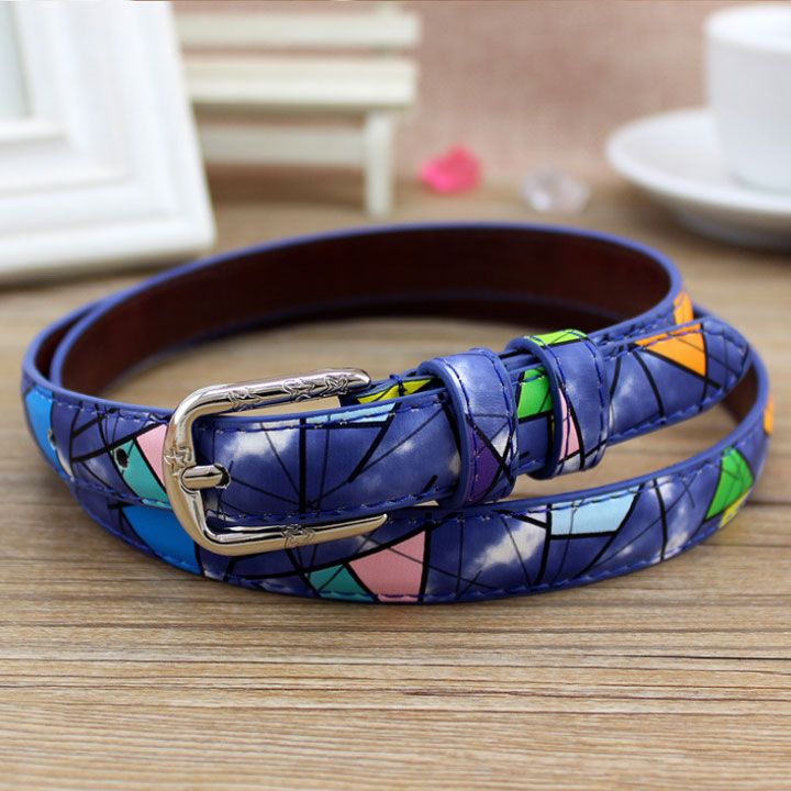Thắt lưng da phối họa tiết colorful