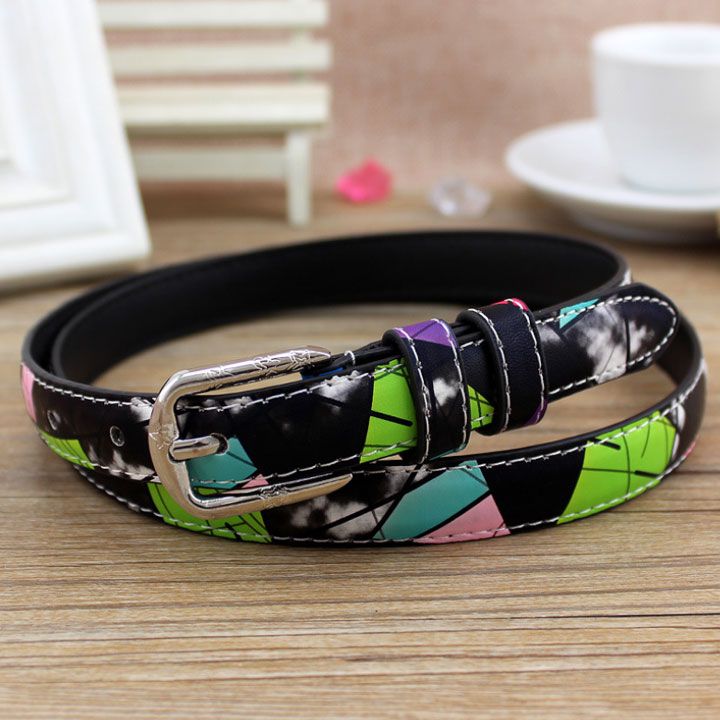 Thắt lưng da phối họa tiết colorful