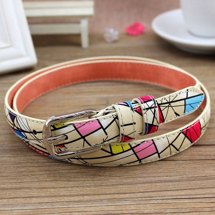 Thắt lưng da phối họa tiết colorful