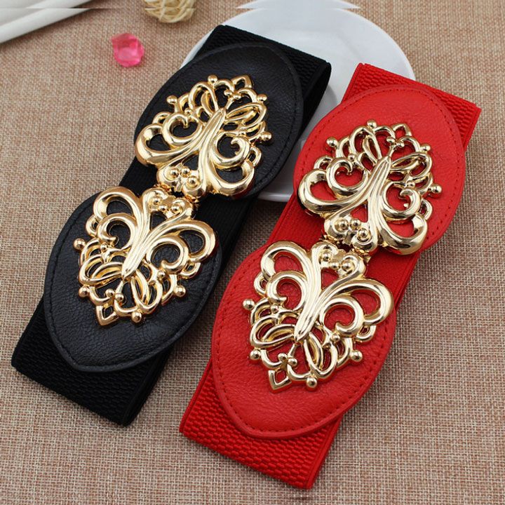 Thắt lưng khóa họa tiết vàng bản 6cm