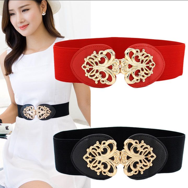 Thắt lưng khóa họa tiết vàng bản 6cm
