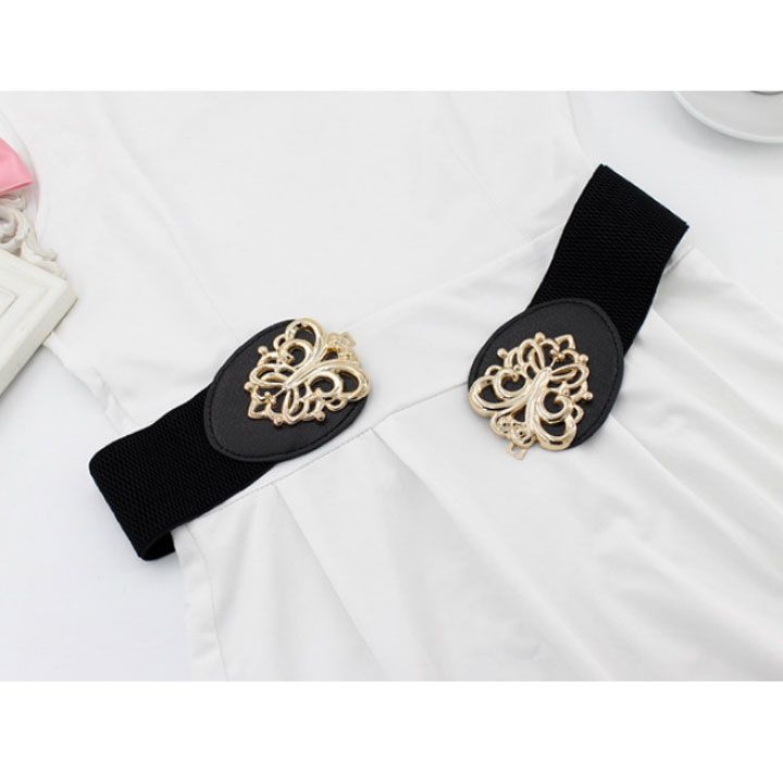 Thắt lưng khóa họa tiết vàng bản 6cm