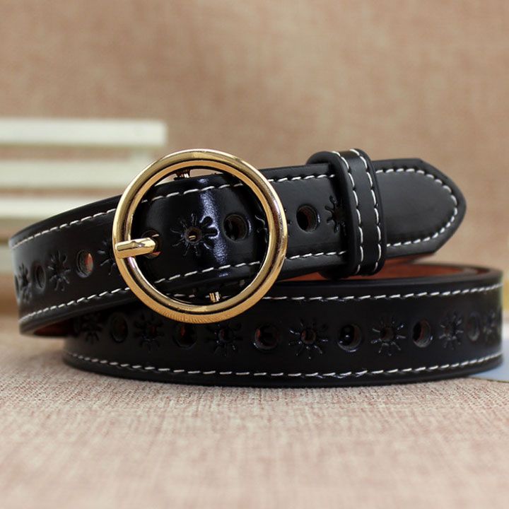 Thắt lưng da khóa tròn full lỗ