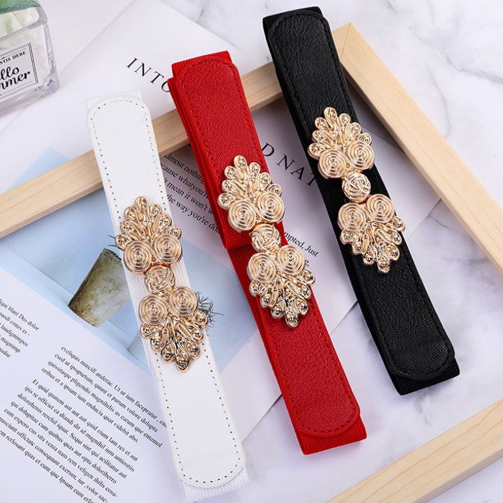 Thắt lưng thun khóa họa tiết vàng