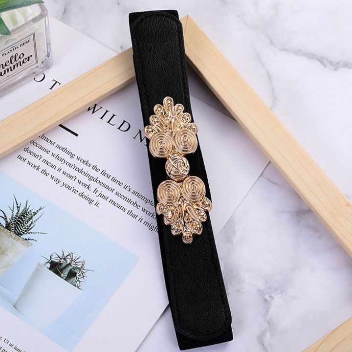 Thắt lưng thun khóa họa tiết vàng