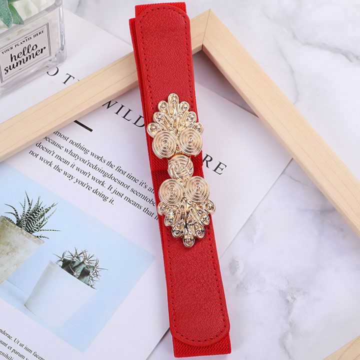Thắt lưng thun khóa họa tiết vàng