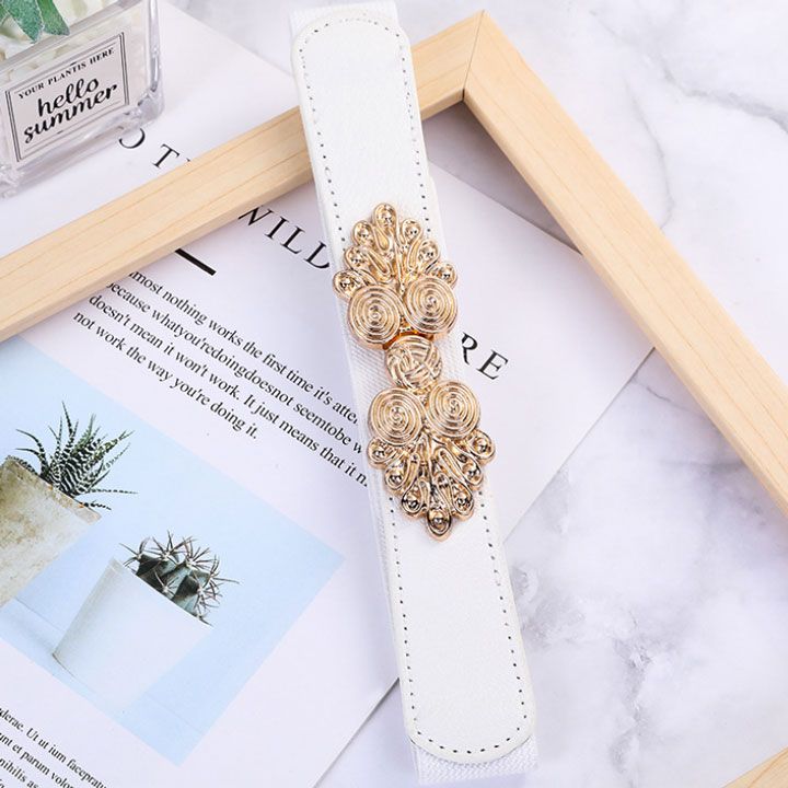 Thắt lưng thun khóa họa tiết vàng