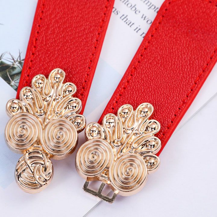 Thắt lưng thun khóa họa tiết vàng
