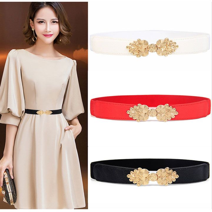 Thắt lưng thun khóa họa tiết vàng