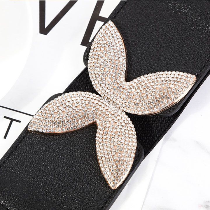 Thắt lưng thun đen khóa cánh bướm