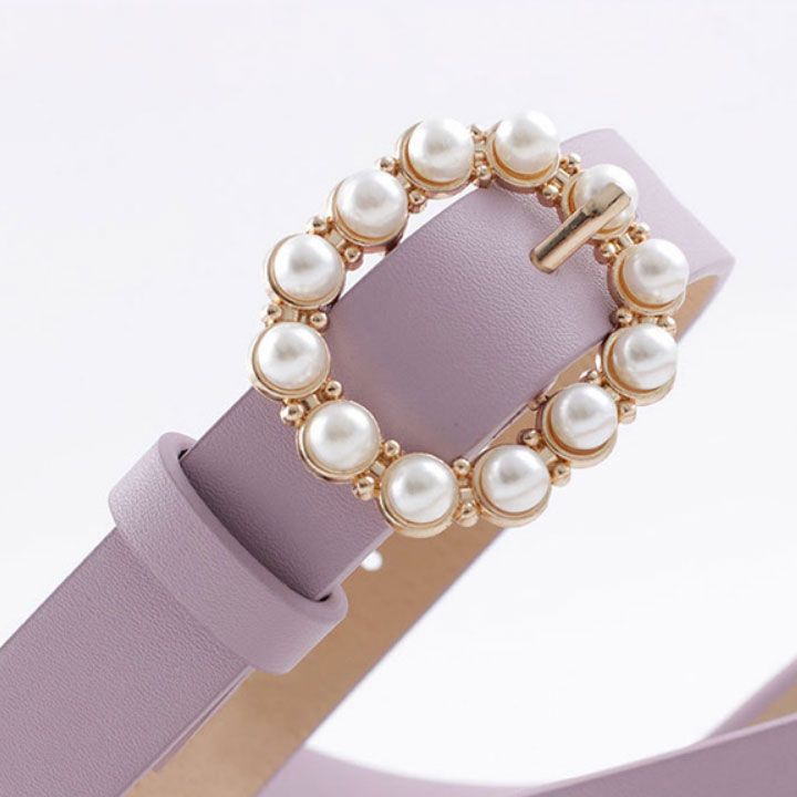 Thắt lưng da khóa hạt châu đen