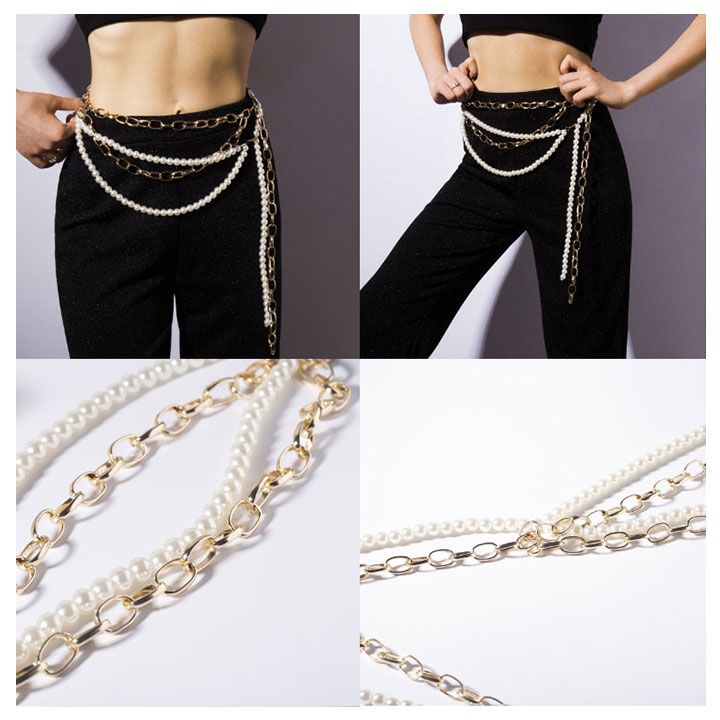 Combo thắt lưng dây xích hạt châu