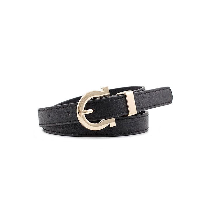 Thắt lưng da khóa omega đen