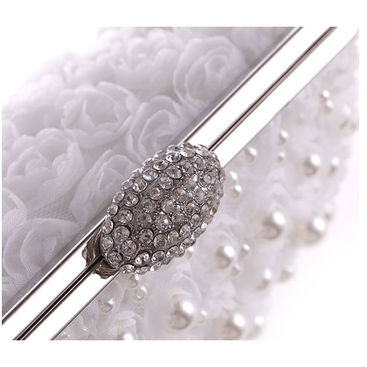 clutch cầm tay dự tiệc hoa voan đính hạt châu