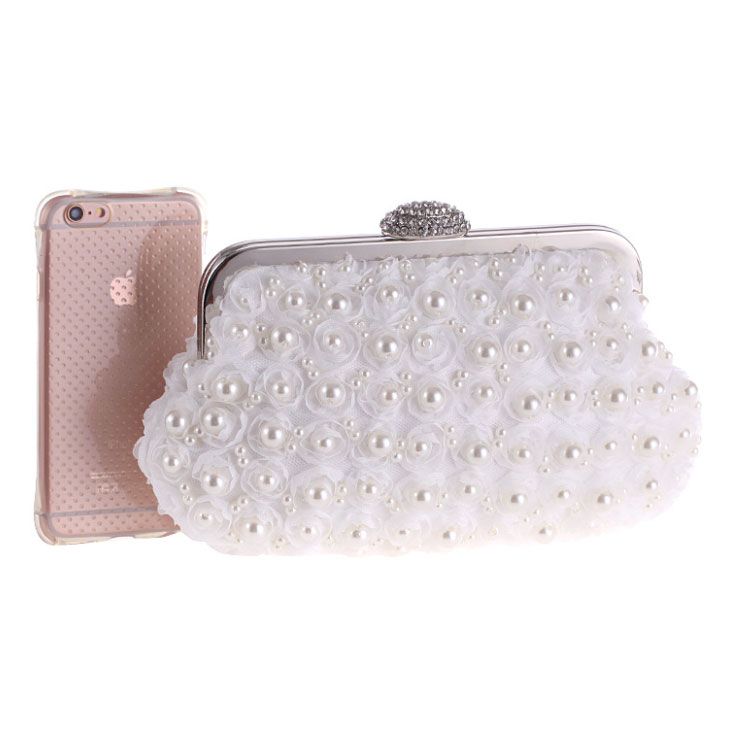 clutch cầm tay dự tiệc hoa voan đính hạt châu