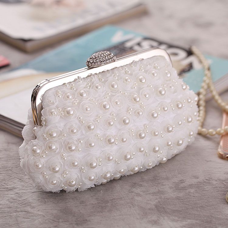 clutch cầm tay dự tiệc hoa voan đính hạt châu