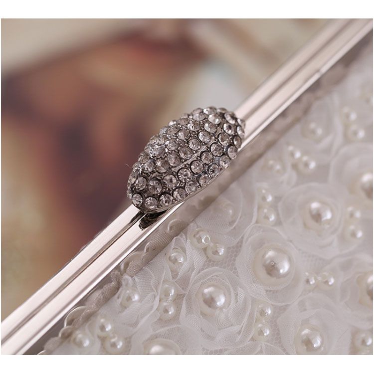 clutch cầm tay dự tiệc hoa voan đính hạt châu