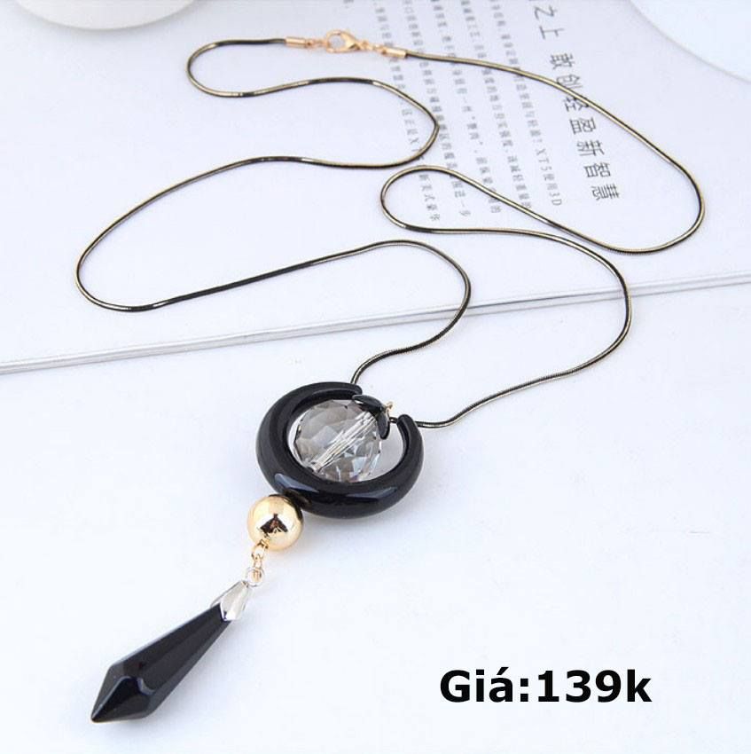 Vòng Cổ Đá Pha Lê Đen
