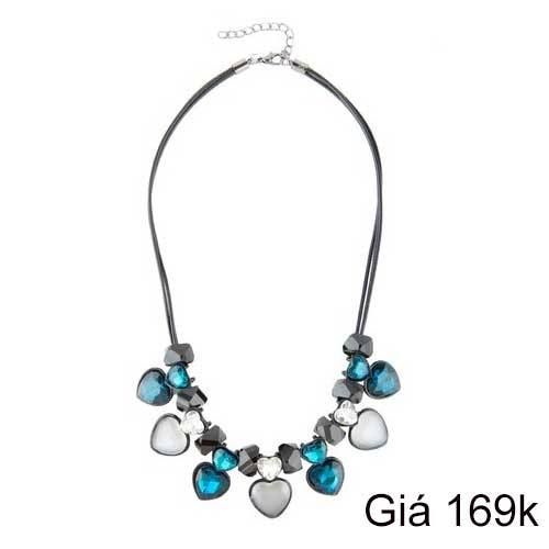 Vòng Cổ Tim Trắng Xanh