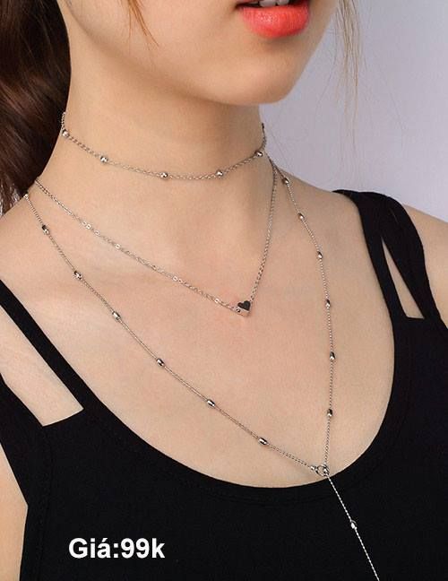 Vòng Cổ Trái Tim Bạc