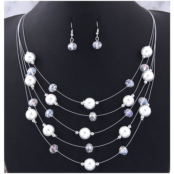 Set dây chuyền bông tai hạt châu
