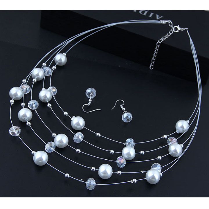 Set dây chuyền bông tai hạt châu