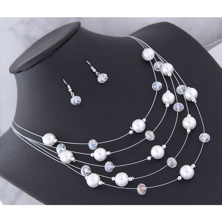 Set dây chuyền bông tai hạt châu