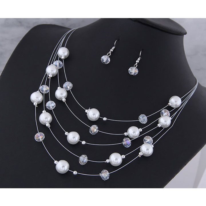 Set dây chuyền bông tai hạt châu