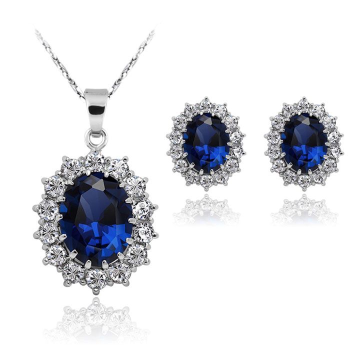 Bộ vòng cổ bông tai đá xanh