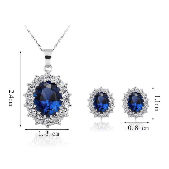 Bộ vòng cổ bông tai đá xanh