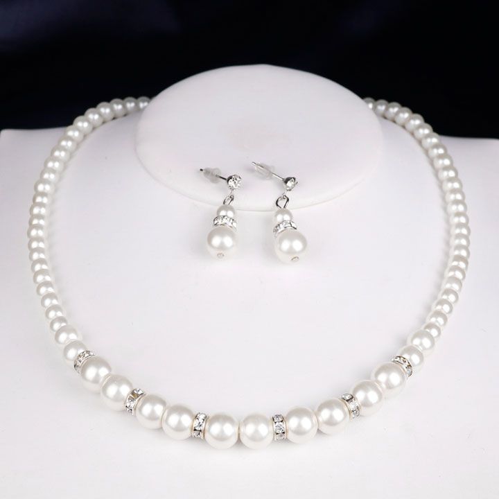 Bộ vòng cổ bông tai hạt châu