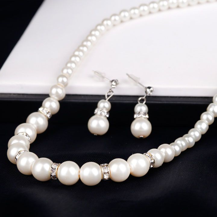 Bộ vòng cổ bông tai hạt châu