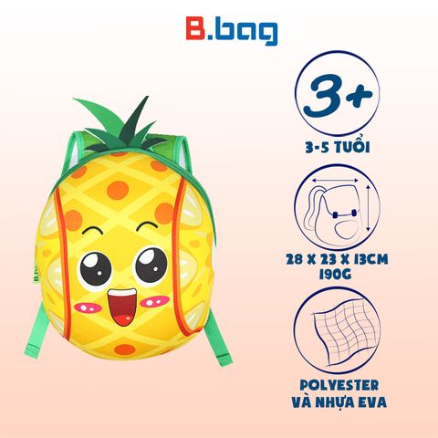 Balo mẫu giáo Tropical Fruit-Pineapple B-12-090 vàng