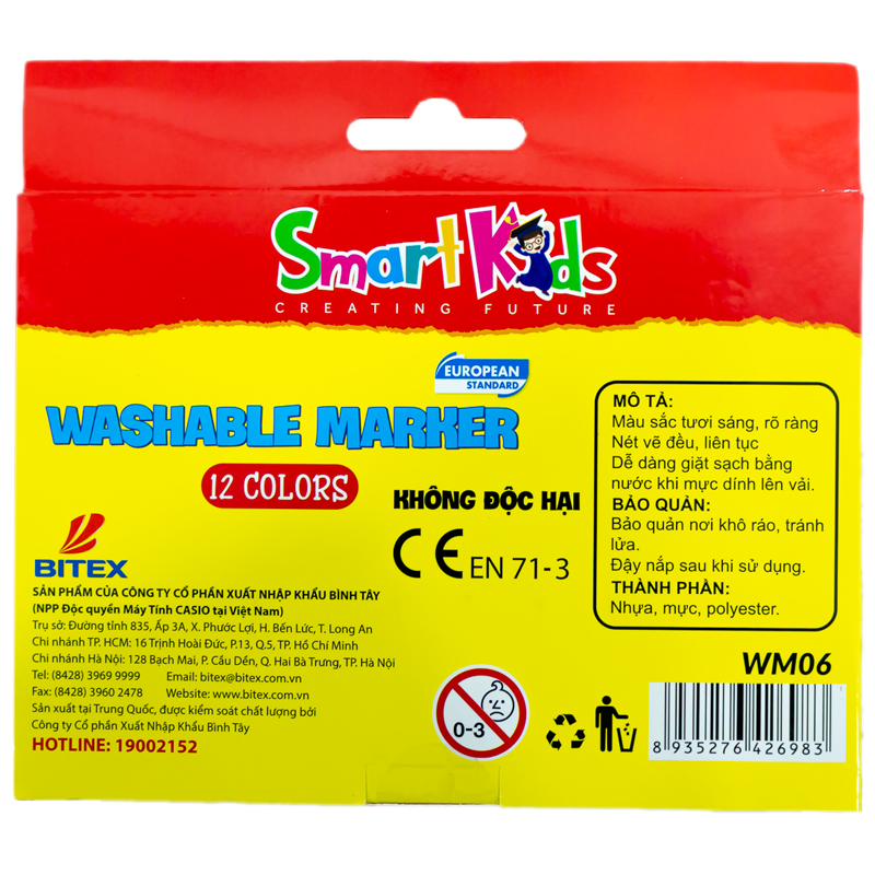 Bút Lông Màu 2 Đầu Rửa Được - Smart Kids WM06