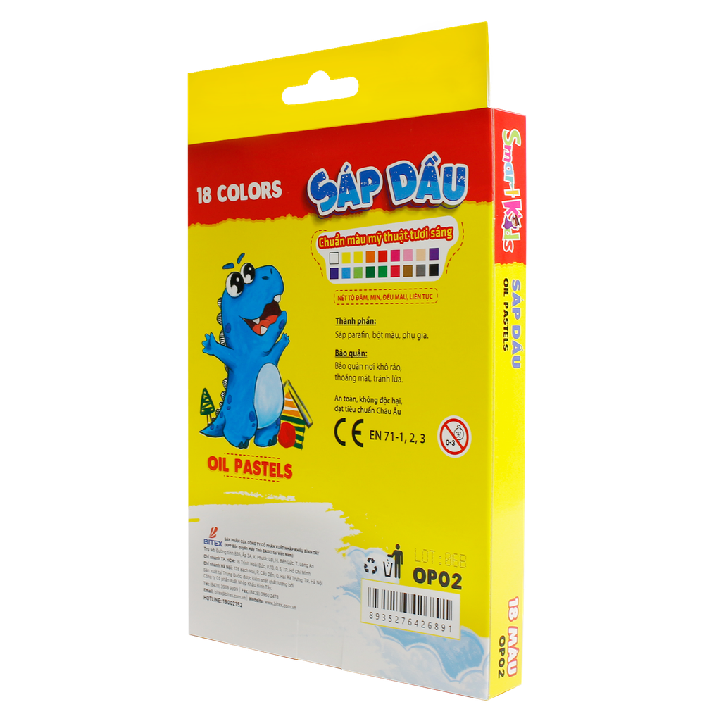 Sáp dầu Dino OP02 18 màu/hộp