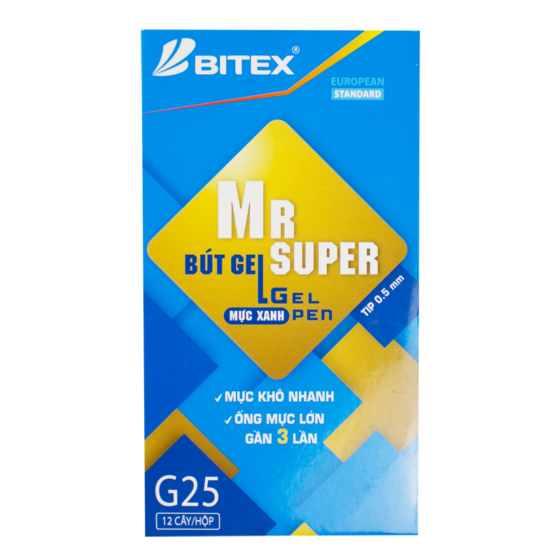 Bút gel Mr Supper mực xanh G25 (12 cây/hộp)