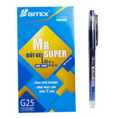 Bút gel Mr Supper mực xanh G25 (12 cây/hộp)