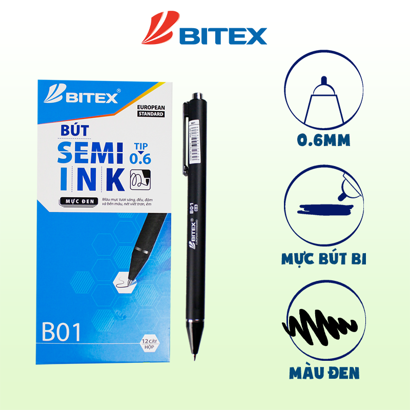 Bút lông bi Bitex B01 (0.6mm) (12 cây/hộp)