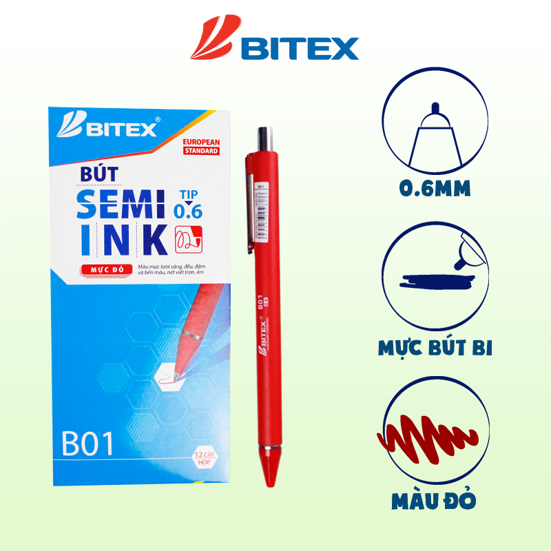 Bút lông bi Bitex B01 (0.6mm) (12 cây/hộp)