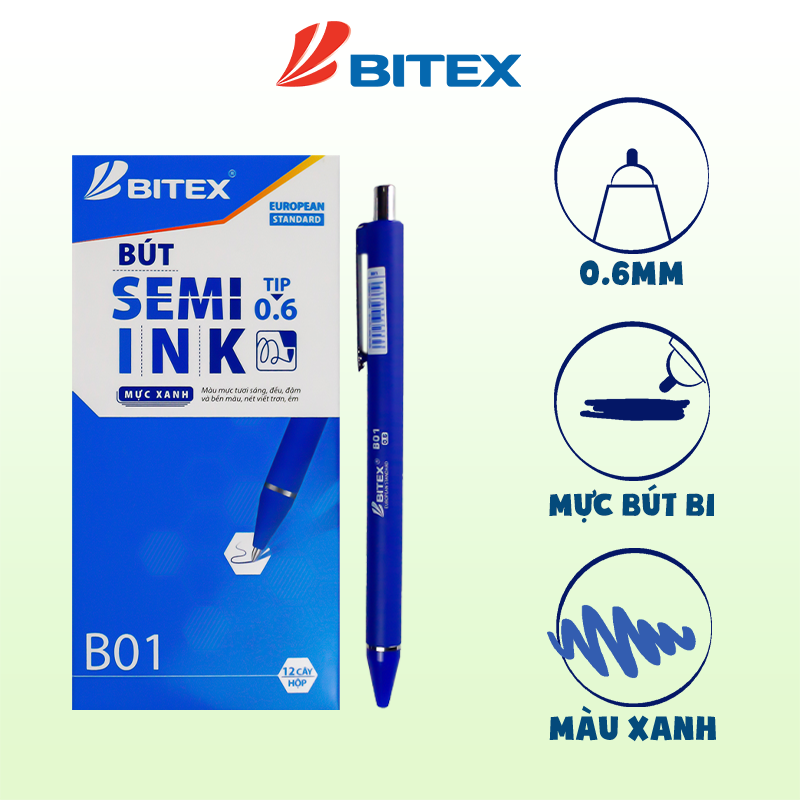 Bút lông bi Bitex B01 (0.6mm) (12 cây/hộp)