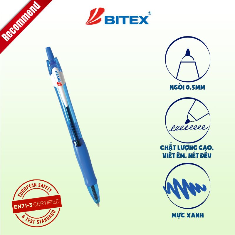 Bút gel Bitex G07 mực xanh / đỏ / đen 0.5mm (24 cây/hộp)