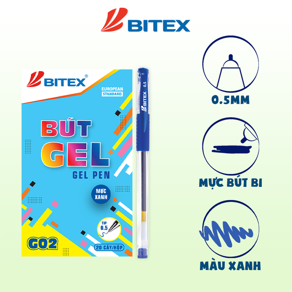 Bút Gel mực xanh (0.5MM) G02 (20 Cây/hộp)