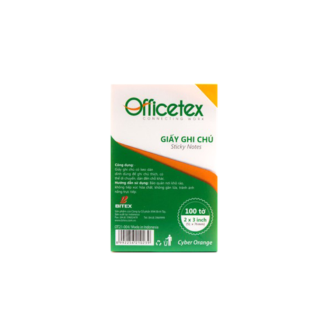 Giấy ghi chú Officetex 3 x 2 cyber màu cam dạ quang