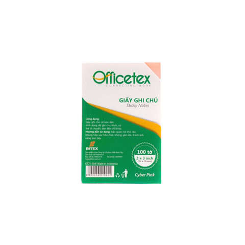 Giấy ghi chú Officetex 3 x 2 cyber màu hồng dạ quang