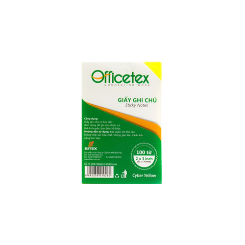 Giấy ghi chú Officetex 3 x 2 cyber màu vàng dạ quang