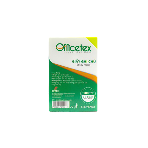 Giấy ghi chú Officetex 3 x 2 cyber xanh lá dạ quang