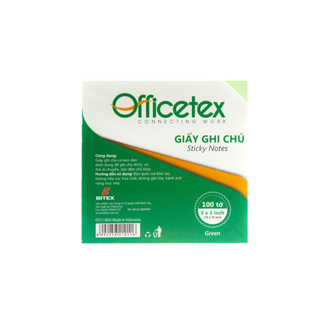 Giấy ghi chú Officetex 3 x 3 màu xanh lá