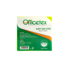 Giấy ghi chú Officetex 3 x 3 cyber màu xanh lá dạ quang