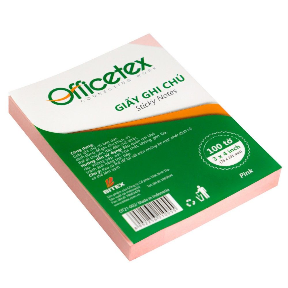 Giấy ghi chú Officetex 3 x 4 màu hồng